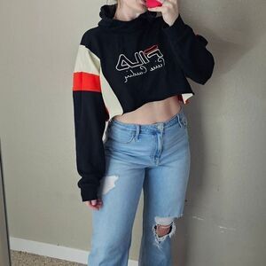 Urban Outfitters fila x Pierre cardin sweatshirt hoodie xl black crop